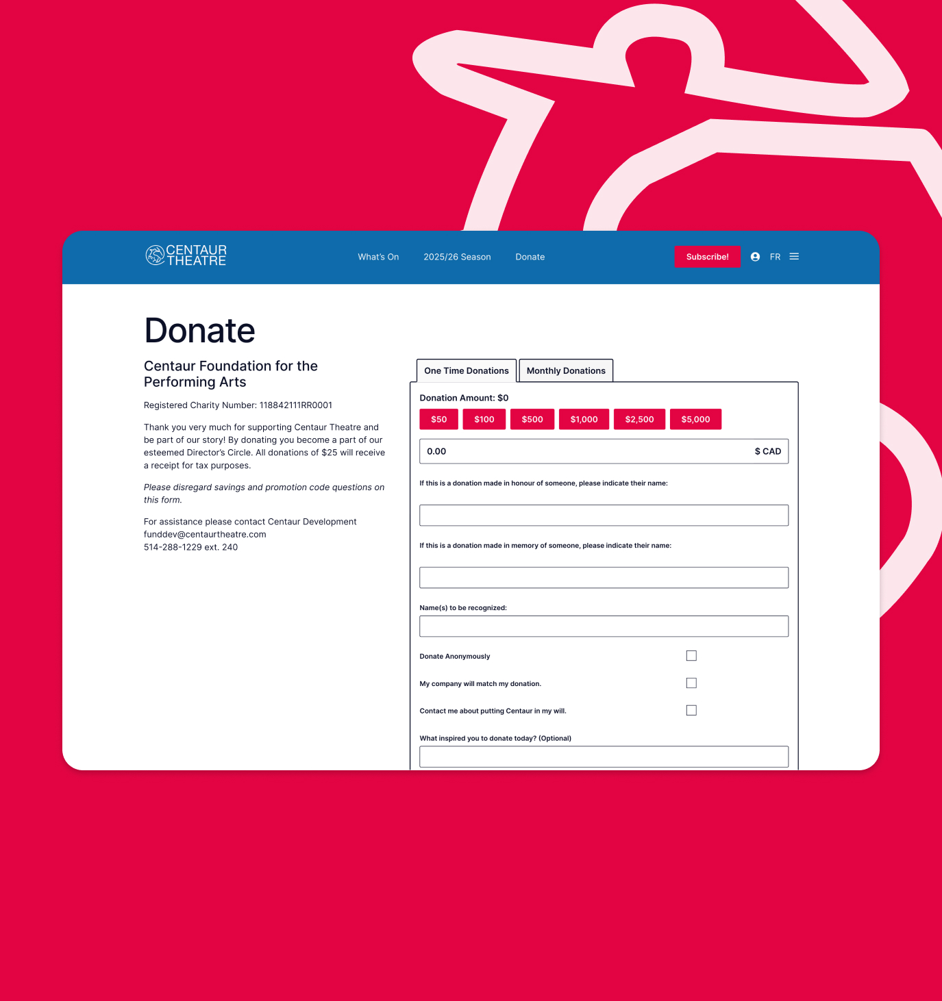 Centaur Theatre donation form
